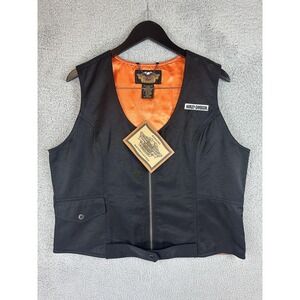 Harley Davidson Vest Womens XL Motorcycle Biker Zip Embroidered Patch  New